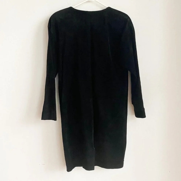Vintage  Brettons Collection 60s Style Black Suede Front Zipper Sheath Dress 6 - Picture 4 of 4